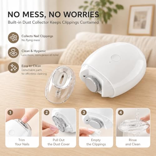 Electric Nail Clipper with LED Light - 3-Speed Automatic Trimmer for Seniors and Kids