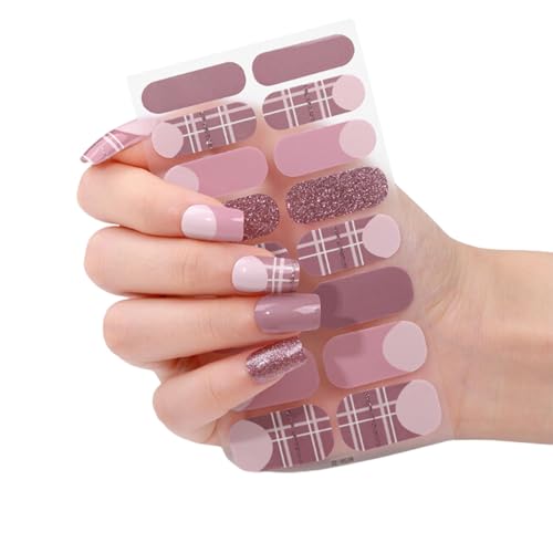 Yabonica 6 Sheets 96pcs Nail Wraps Stickers, DIY Press on Nail Polish Strips Self-Adhesive Full Wraps Nail Art with Mini Nail Files (W001)