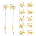 3D Butterfly Hair Clips Set - 12Pcs Gold Alloy Barrettes