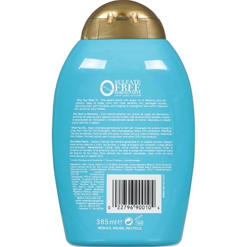 OGX Brand Extra Strength Hydrate & Repair Shampoo, 13 fl oz (Pack of 2), Paraben & Sulfate-Free Surfactants, with Argan Oil of Morocco for Dry, Damaged Hair, Cold-Pressed, 26 Fl Oz