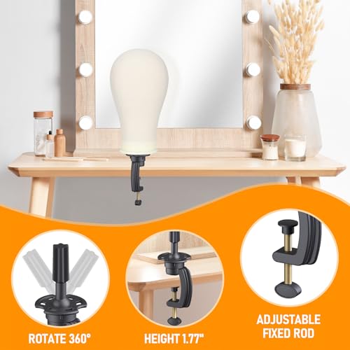 Hemndic Wig Stand with 22" Canvas Head - Adjustable Tripod