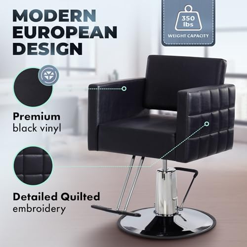 Buy-Rite Icon Salon Styling Chair Black Quilted Hydraulic
