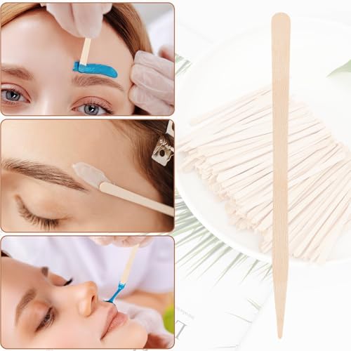 1200 Pcs Wooden Waxing Sticks with Pointed Handle - Small Wax Spatulas for Hair Removal