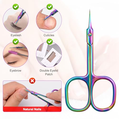 CGBE Cuticle Scissors Extra Fine Curved Blade, Super Slim Scissors for Cuticles Manicure Small Scissors with Precise Pointed Tip Grooming Blades, Eyebrow, Eyelash, and Dry Skin (Square Handle - Gold)