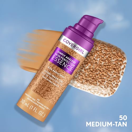 Covergirl Simply Ageless Skin Perfector Foundation 50 Medium-Tan 1oz, Tinted Skincare Makeup Hybrid