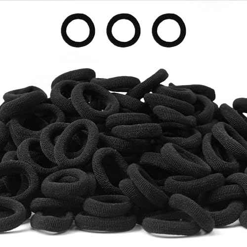 C?LLOT Baby Hair Ties, Nylon Toddler Hair Ties for Girls, Kids Seamless Hair Bands, Girls Elastic Ponytail Holders, Diameter 0.8 Inch(Black)