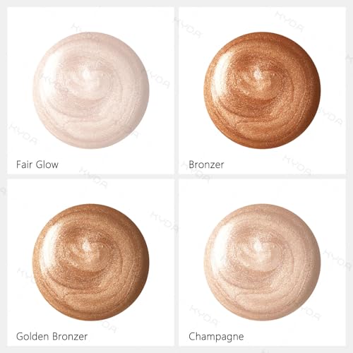KYDA Liquid Highlighter Drops, Multiuse Liquid Glow Filter Makeup for Face & Body, Glowing Bronzer Drops with Skincare Formula, Radiant Glow Liquid Highlighter Makeup, Champange