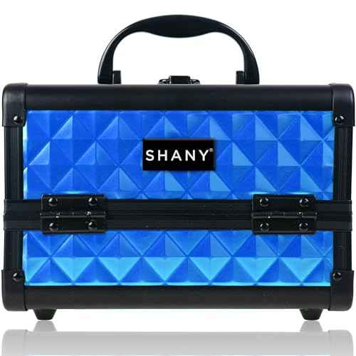 SHANY Chic Makeup Train Case Cosmetic Box Portable Makeup Case Cosmetics Beauty Organizer Jewelry storage with Locks, Multi trays Makeup Storage Box with Makeup Mirror - Peacock Blue