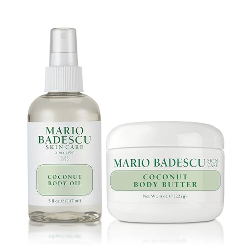 Mario Badescu Coconut Body Oil Enriched with Coconut Oil & Shea Butter | Lightweight Skin Care for Hydrating and Moisturizing After Shower Massage