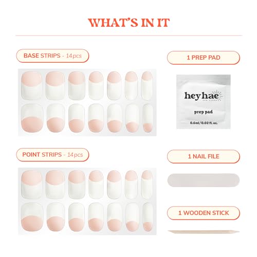 Heyhae Essentials Bundle - Semi Cured Gel Nail Strips (Hey, Dinner at 6?) + Got to Go Remover [2 Pack]