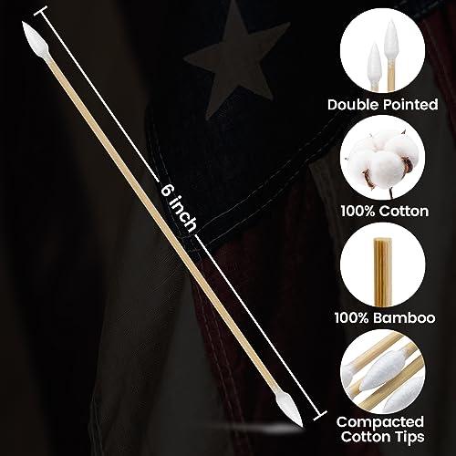 Double-Ended Gun Cleaning Swabs 6-inch Lint-Free Cotton for Firearms
