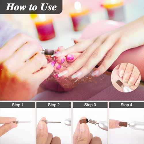 Sanding Bands for Nail Drill 300Pcs, w/ 7Pcs Nail Drill Bits, 150#180#240#Grit Nail Sanding Bands for Manicures Pedicures, Electric Nail File Bits