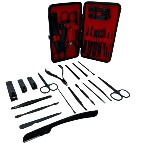 Manicure and Facial Care Set with Nail Clippers - Stainless Steel Manicure Kit - Portable Nail and Cuticle Care Travel Kit - Unisex for Men and Women (18 Pieces)