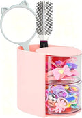 Luscinia Pink 2-Layer Rotating Hair Accessories Organizer & Brush Holder