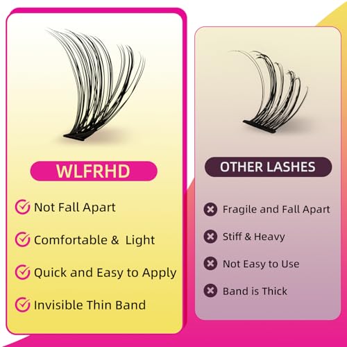 Lash Clusters 280PCS Individual Lashes D Curl Eyelash Clusters Mixed Length Cluster Eyelash Extensions Clusters Lashes with Thin Band Soft False Eyelashes DIY at Home(50D,D-Mix9-16mm)