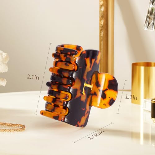 Fycert Tortoise-M Small Initial Hair Clip for Women & Teens, Glitter Acrylic