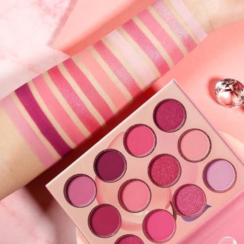 Pink Eyeshadow Palette - 12 Colors Matte & Shimmer