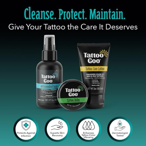 Tattoo Goo Aftercare Kit - 3 Piece Set with Soap, Balm & Lotion