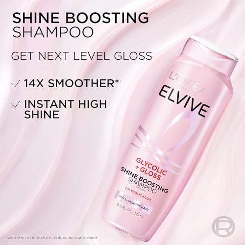 L'Oreal Paris Elvive Glycolic + Gloss Shampoo & Conditioner Set, 56 Fl Oz