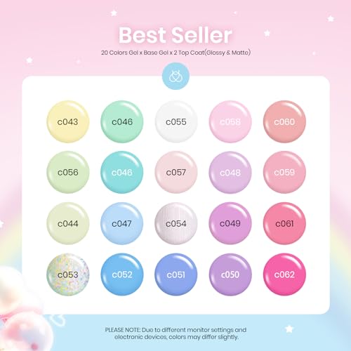 Beetles Dreamy Town Pastel Gel Nail Polish Set - 20 Colors, 23 Pcs Spring Macaron Kit