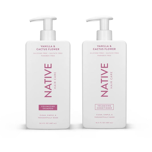 Native Vanilla & Cactus Flower Shampoo and Conditioner Contain Naturally Derived Ingredients |All Hair Type Color & Treated, Fine to Dry Damaged, Sulfate & Dye Free - 2-Pack