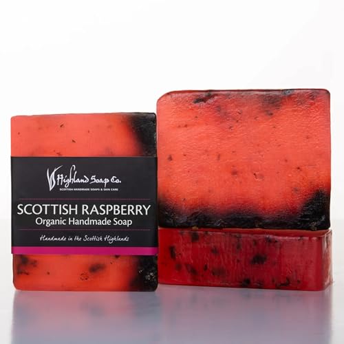 The Highland Soap Company, Handmade Scottish Organic Vegetable Oil Glycerin Soap Bar, Scottish Raspberry, 5.3oz (Pack of 2)