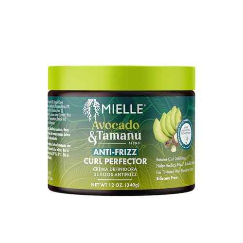 Mielle Organics Avocado & Tamanu Anti-Frizz Curl Cream for Textured Hair - Smoothing & Defining Cream to Lock In Moisture & Enhance Shine - Curly Hair Styling Products for Women & Men, 12oz