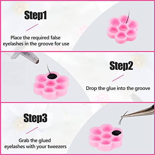 200 Pcs Flower Eyelash Glue Cups with 7 Grids | Pink