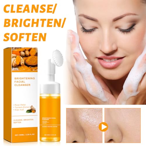 Turmeric Wash and Care Two Piece Set,Turmeric Facial Cleanser & Soap Bar,Face & Body Cleanser, Face Wash and Natural Handmade Soap,for All Skin Types£¬Bring a Bubble Net