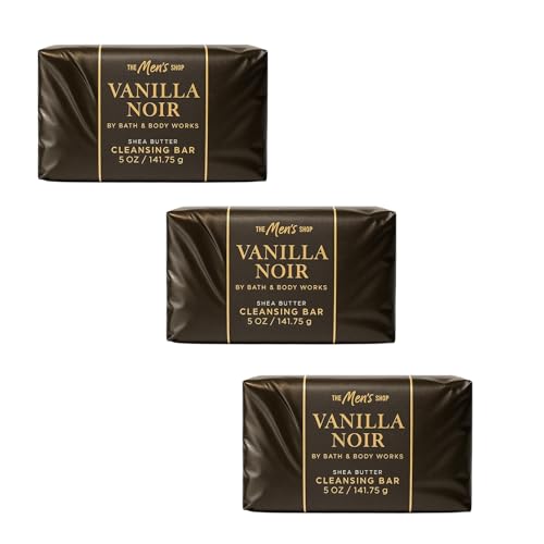 Bath & Body Works Vanilla Noir Shea Butter Cleansing Bar ? 3 Pack ? Vanilla Bean, Amber & Sandalwood Scent ? 5 oz Each