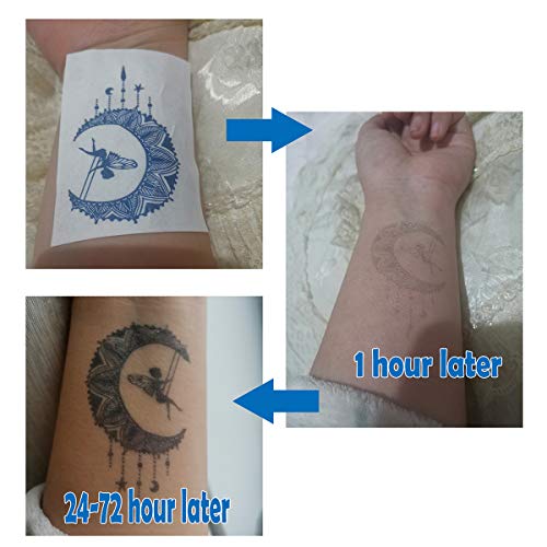 6 Sheets Semi Permanent Tattoo Long Lasts 1-2 Weeks Temporary Tattoo Animal Totem Cat Bird Wolf Owl Tiger Dragon, Realistic Look, No Adhesive, No Reflection Adult Body Art Stickers
