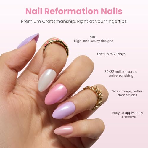 Nail Reformation Pastel Party Short Almond Press-On Nails 16 Sizes 32Pcs