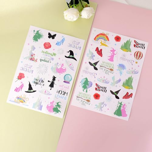 Witch Temporary Tattoos for Kids - 50 Pink & Green Stickers