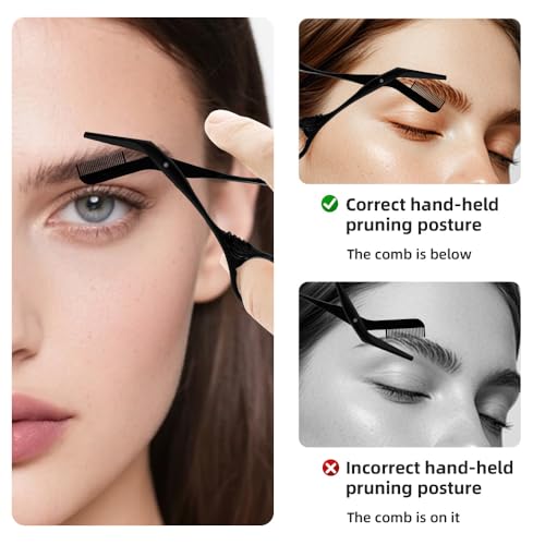 Eyebrow Scissors with Built-in Comb - Precision Trimmer