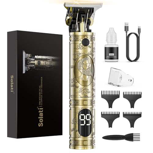 Solati Gold Men's Hair Clippers - Professional Cordless Trimmer with LCD Display & Titanium Blades
