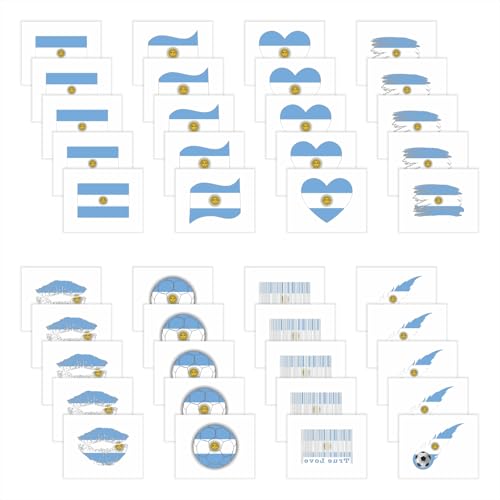 Argentina Flag Temporary Tattoos – 40 Pack for Fans