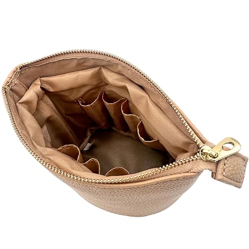 JAZD Convertible Travel Makeup Brush Bag Beige - Stand-Up Cosmetic Organizer