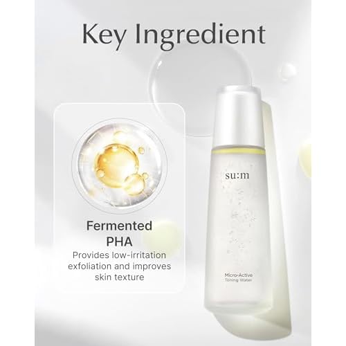 SU:M Micro-Active Toning Water (5.07 fl oz) - Dual-Phase Gentle Exfoliating Toner with Low-Irritation, Improved Skin Texture & Boost Vitality, Korean Skin Care. PHA, Biopeptide.