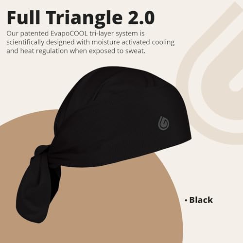 Gymwrap Full Triangle 2.0 Black Moisture Wicking Headwrap with EvapoCOOL Technology