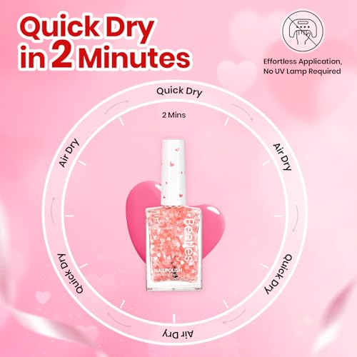 Beetles Pink Heart Easter Nail Polish - Quick Dry Glitter Top Coat 15ml