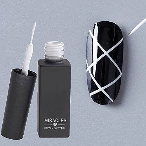 White Liner Pen Gel Nail Polish, Painting Drawing UV Led Gel Polish Set, Classic DIY 3D Gel Nail Paint Nail Gel Polish, Pen Tool, Pull Line Pen for Nail Manicure