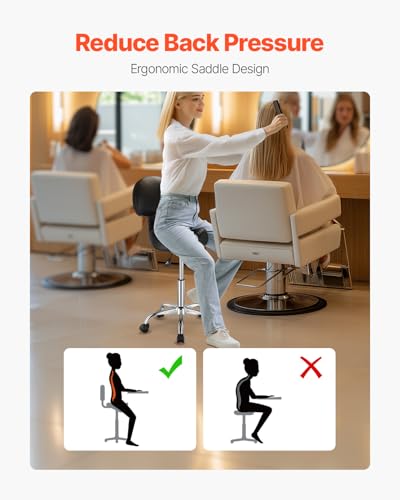 VEVOR Saddle Stool with Back Support, 450 lbs Capacity