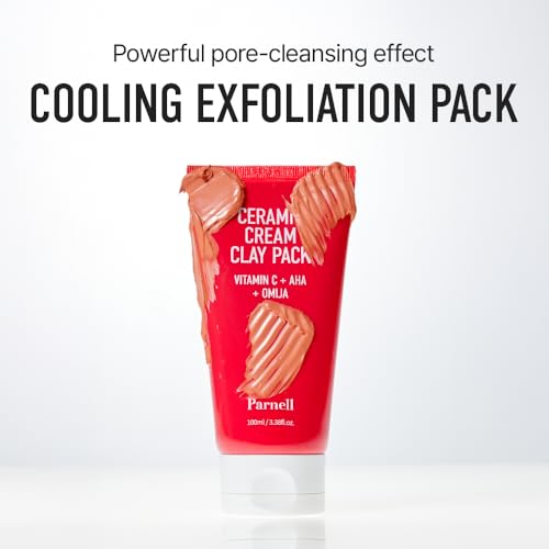Parnell AHA Omija Ceramic Cream Clay Pack 3.38 fl oz | Pore Purifying Sebum Control Non-Drying Cooling Mask | Exfoliating for Smooth Skin K-Beauty