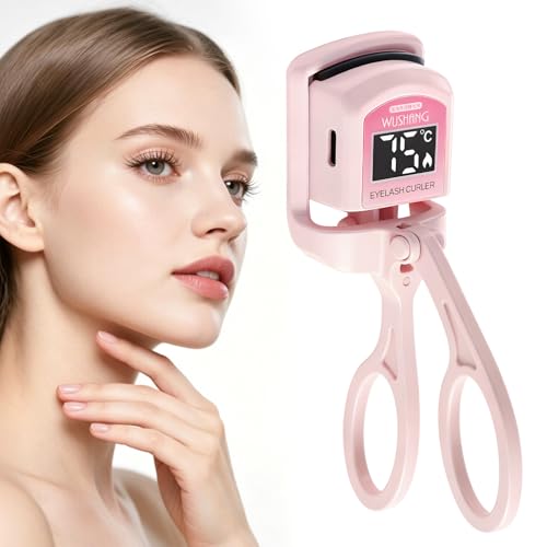 UNIVILLE Pink Heated Eyelash Curler with Temperature Display & USB-C Charging