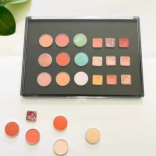 2 Pack XL large Magnetic Makeup Palette with Clear Top, Empty Cosmetics Pan Dispensing Storage Box with 40pcs Metal Sticker for DIY Eyeshadow Lipstick Blush Powder- 9.25'' x6.57''