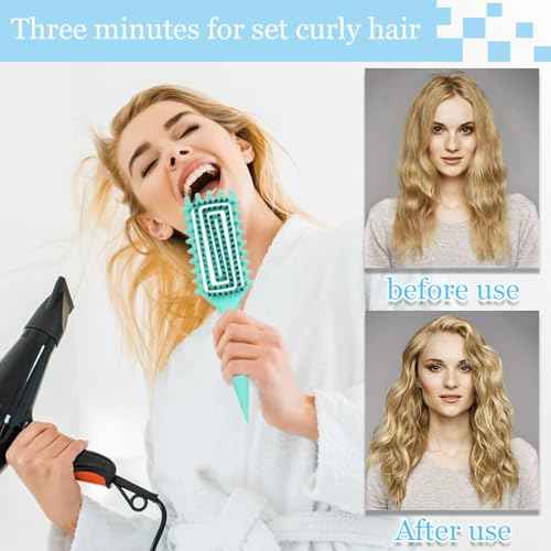 Curly Hair Brush,Curl Defining Brush plus 3 Pieces Hair Styling Comb Set(Slick Back Hair Brush,Rat Tail Comb,Edge Bristle Brush) Lightweight Vented for Combing, Shaping, Styling(Purple)