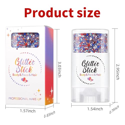 4th of July Glitter Stick - Red, White & Blue Sparkle Gel
