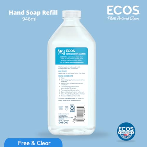 ECOS Plant-Based Hand Soap Refill, Free & Clear, 2 Pack