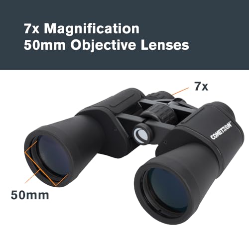 Celestron Cometron 7x50mm Astronomy Binoculars - Beginner Friendly, Tripod Adapter Ready