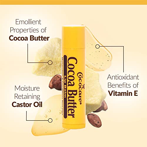 Cococare Cocoa Butter Lip Balm - The Little Yellow Stick - Conditions & Protects Lips with Hydrating Formula - Light Scent of Cocoa Butter - 0.15oz (24 Sticks)